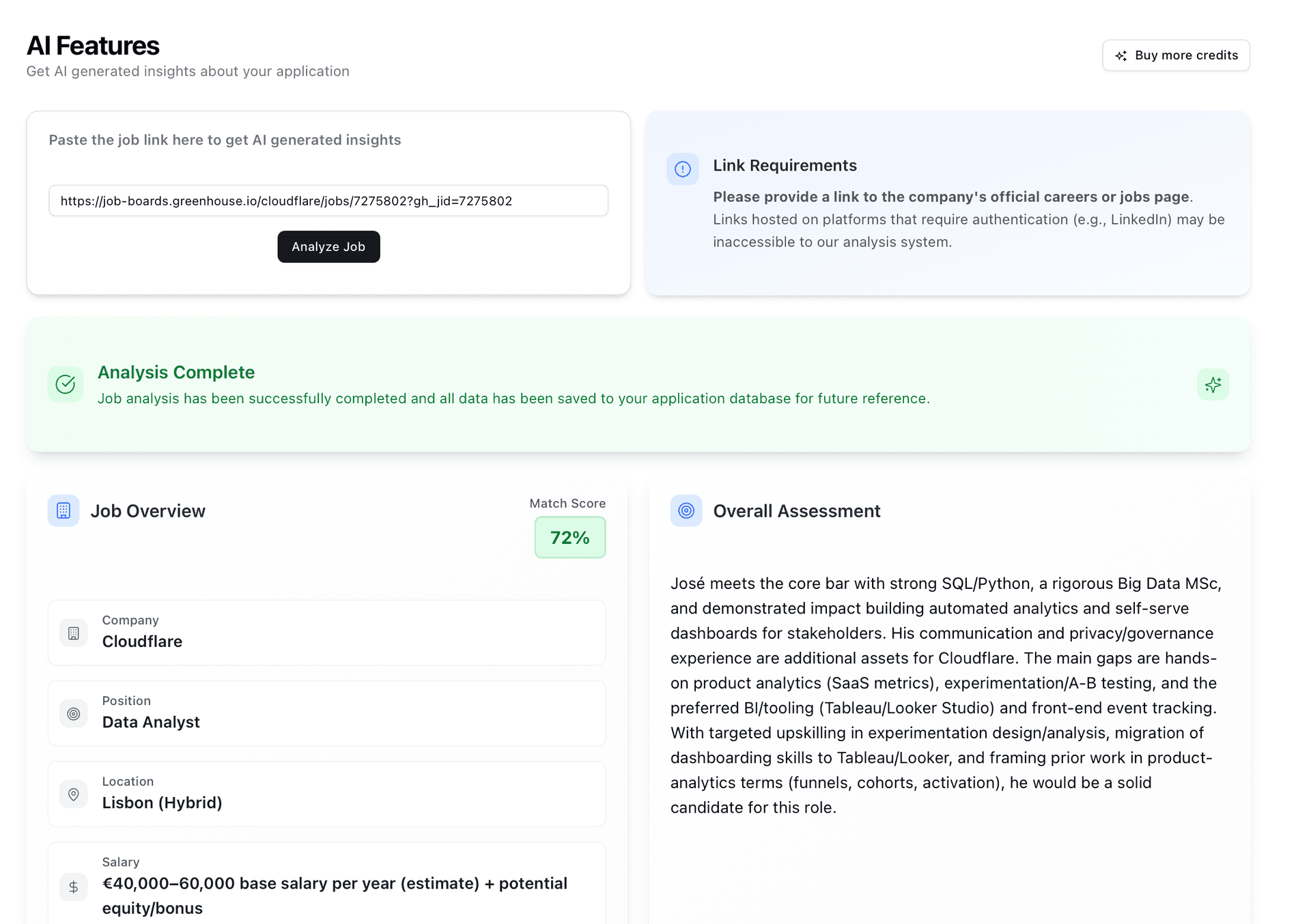 AI Features Page